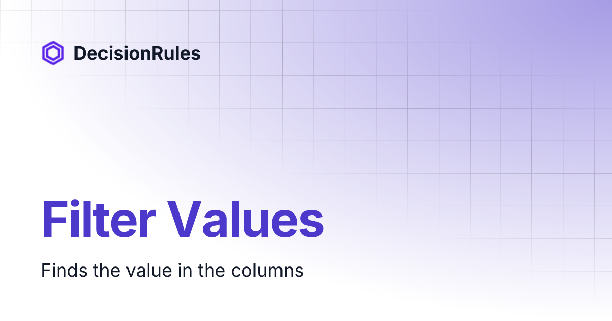 Filter Values | DecisionRules
