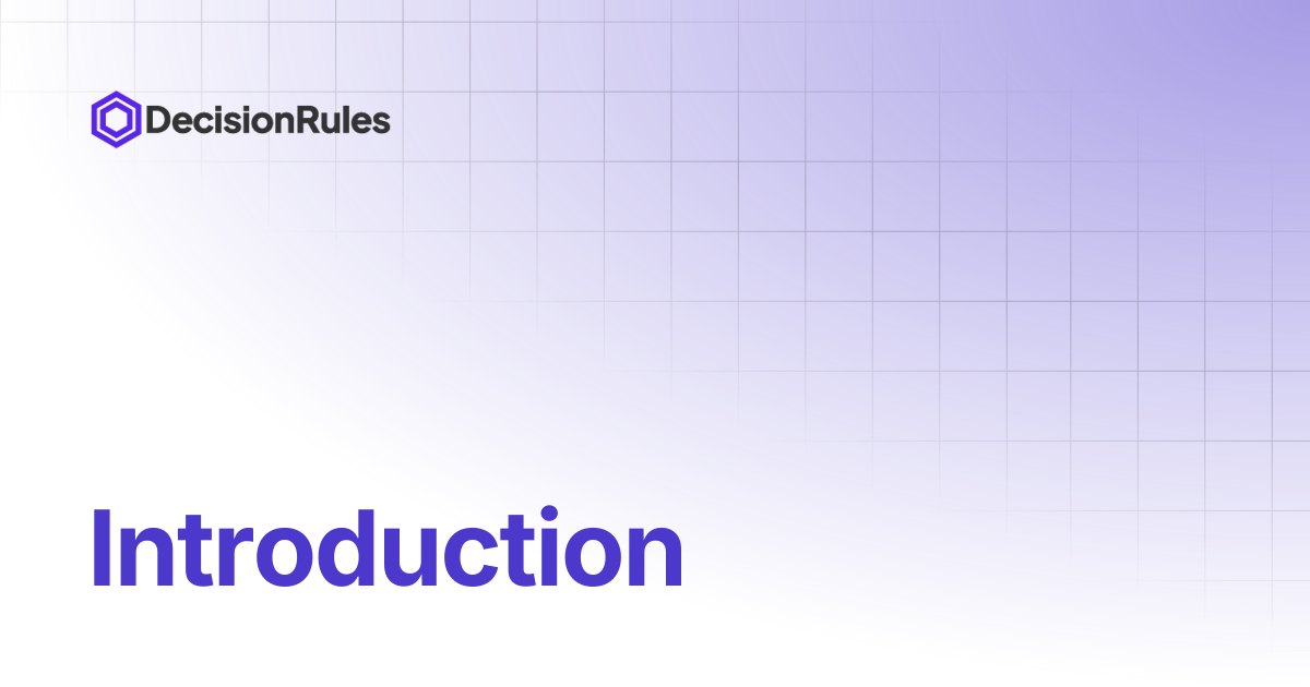Introduction | Version 1.19.5 and Older | DecisionRules