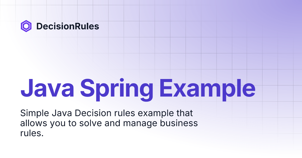 Java Spring Example | DecisionRules