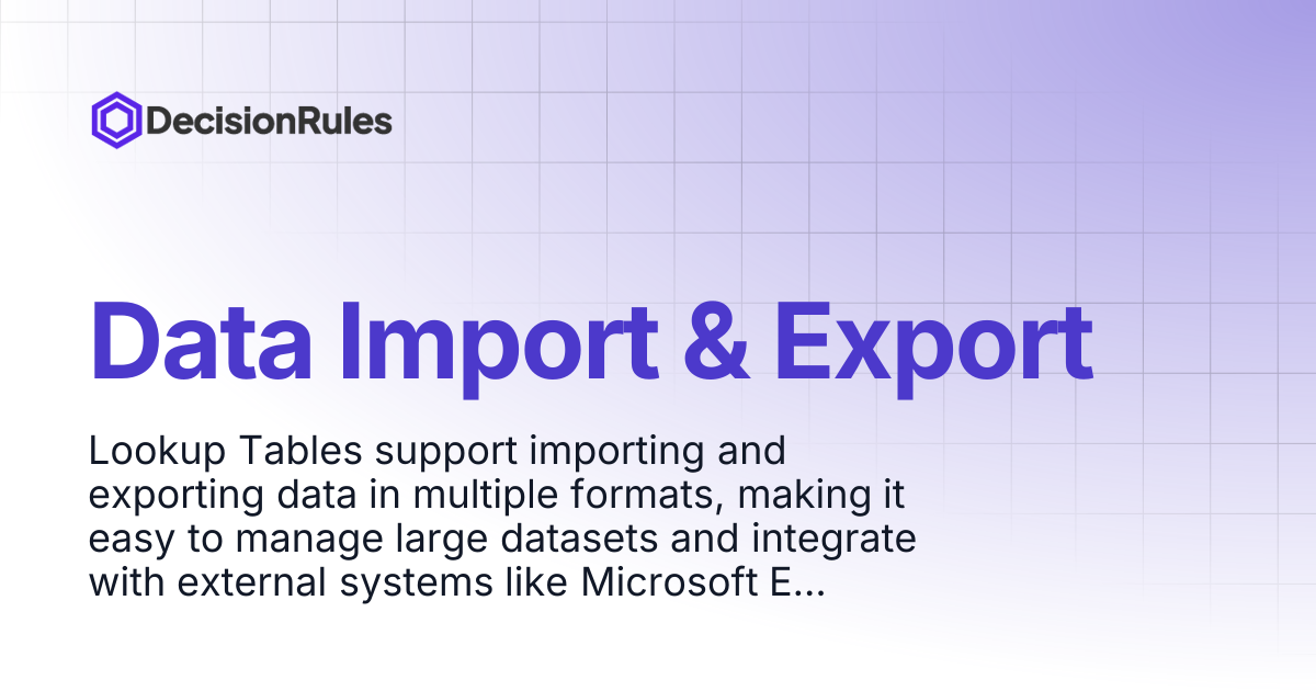 Data Import & Export | DecisionRules
