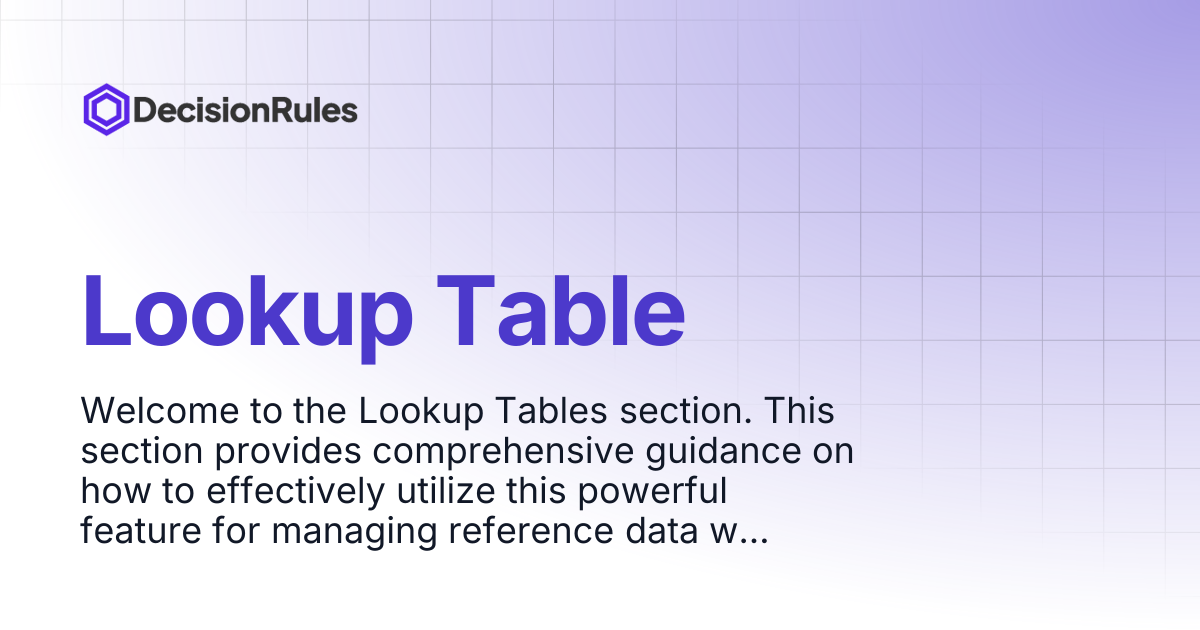 Lookup Table | DecisionRules